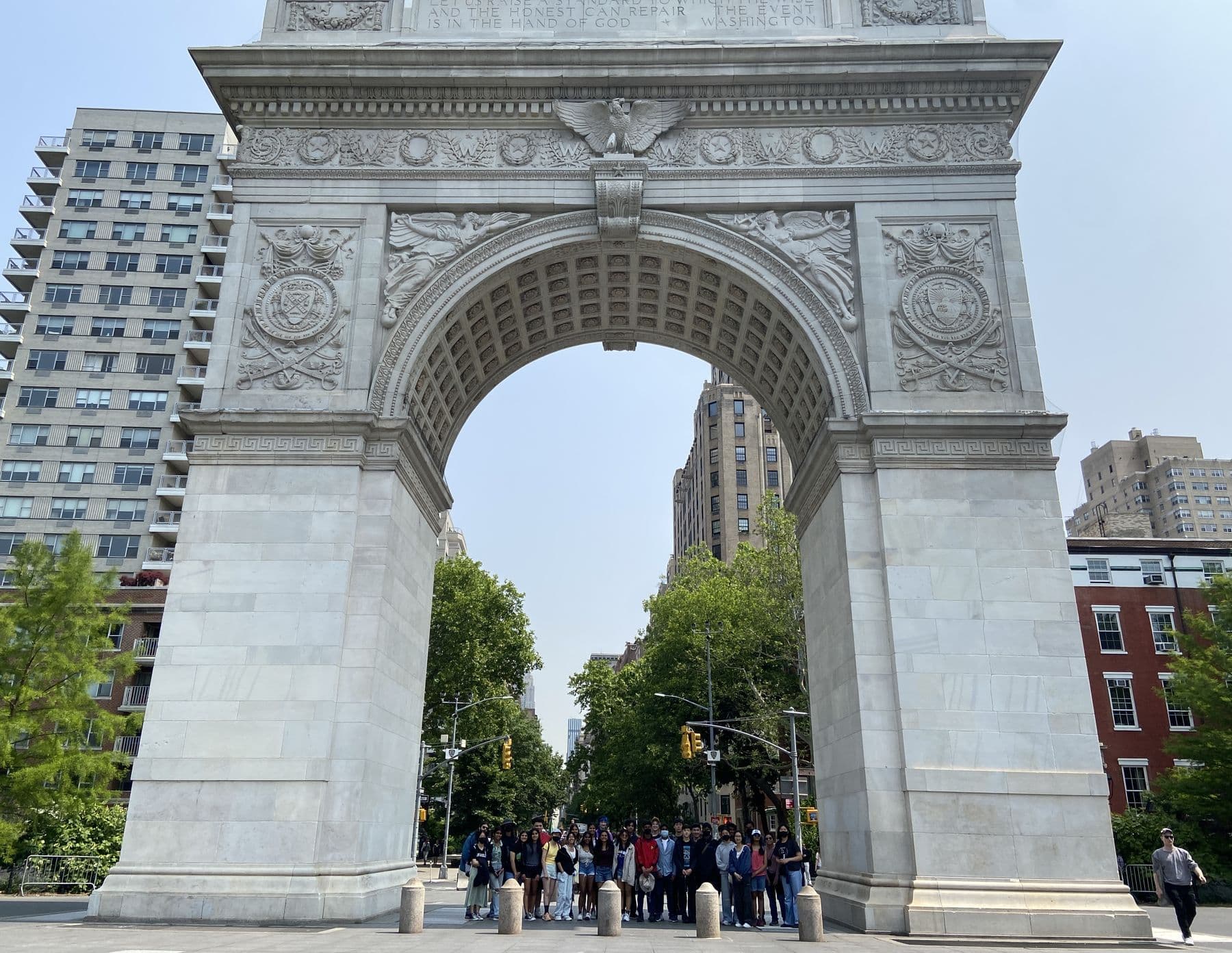Early College students at the Washington Square Arch in New York City
